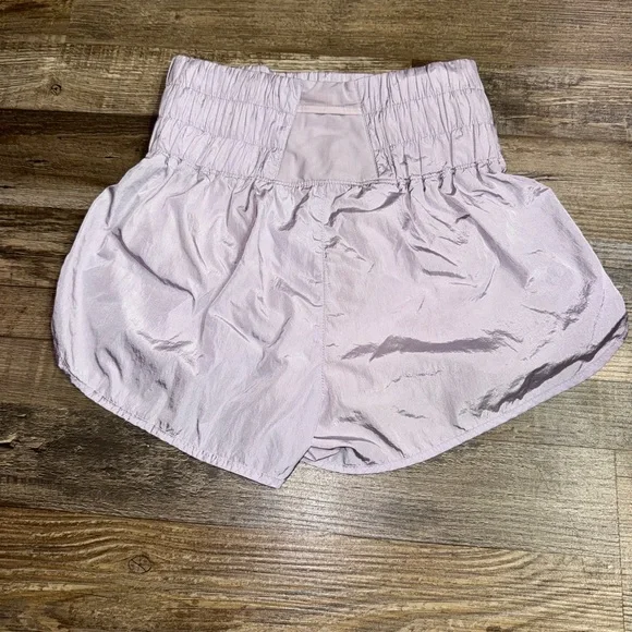 FP Movement Shiny Lavender High-Rise Smocked Athletic Shorts - Picture 4 of 4